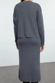 Moda Stil Slim V Yaka Midi Boy Premium İplik Özel İplik Triko Hırka- Elbise Takım - 2