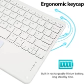 Hometech Alfa 10 YC 10" Uyumlu Kablosuz Bluetooth Dahili Bataryalı Şarjlı TouchPad'li Klavye Mouse Seti - Beyaz thumbnail 7