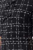 Moda Stil Regular Bisiklet Yaka Mini Boy Kareli A Kesim Fiyonk Detaylı Dokuma Tüvit Elbise - 2