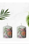 Silindir Mum Çiçek Temalı 1 Adet Royaleks-G253 - 1