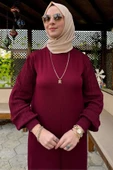 Ecem Bordo Triko Elbise thumbnail 2