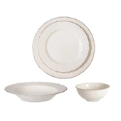 İpek Pera Altın Yaldızlı 24  Parça 6 Kişilik  Yemek Takımı Krem 08049 - AD2301 - 1