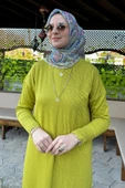 Zebra Desen Triko Elbise Yağ Yeşili - 2