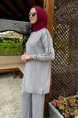 Yıldız Pantolonlu Triko Takım Gri - 3