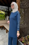 Yıldız Pantolonlu Triko Takım İndigo - 5