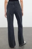 Stil Kadın Moda Denim Kot Pantolon Uzun Boru Paça Yüksek Bel Jeans - 5