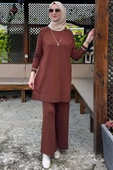Yıldız Pantolonlu Triko Takım Kahve - 1