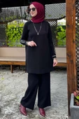 Yıldız Pantolonlu Triko Takım Siyah - 1