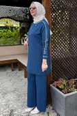 Yıldız Pantolonlu Triko Takım İndigo - 4