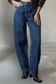Stil Kadın Moda Denim Kot Pantolon Uzun Geniş Paça Yüksek Bel Skater Jeans - 1