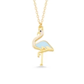 925 Ayar Gümüş Gold Flamingo Kadın Kolye - 1