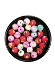 30 Adet 10 mm Polimer Kil Fimo Boncuk Takı Bileklik + 1 Metre Lastikli Misina Hediye - Desenli Yuvarlak - 3