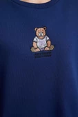 Tarz Relaxed Bisiklet Yaka Düşük Kol Regular Rahat Kalıp Nakışlı Kalın Örme Sweatshirt - 3