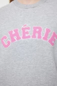 Oversize Bisiklet Yaka Düşük Kol Uzun Kalın Polarlı Rahat Kesim Slogan Nakışlı Örme Sweatshirt - 3