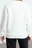 Tarz Bol Bisiklet Yaka Düşük Kol Uzun İnce Kurdele Detaylı Rahat Kesim Örme Sweatshirt - 4