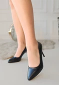 Jilya Siyah Cilt Stiletto Ayakkabı - 1