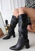 Pitay Siyah Cilt Topuklu Çizme - 3