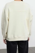 Tarz Bol Bisiklet Yaka Düşük Kol Uzun Nakışlı Normal Kalıp Örme Sweatshirt - 4
