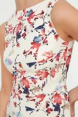 Moda Stil Regular Bisiklet Yaka Mini Boy Çiçek Desenli A Kesim Elbise - 6