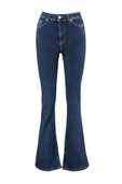 Stil Kadın Moda Denim Kot Pantolon Uzun İspanyol Paça Süper Yüksek Bel Jeans - 4