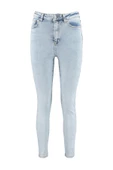 Stil Kadın Moda Denim Kot Pantolon Regular Dar Paça Yüksek Bel Skinny Jeans - 4