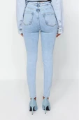 Stil Kadın Moda Denim Kot Pantolon Regular Dar Paça Yüksek Bel Skinny Jeans - 6