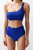 Moda Düz Atma Kap Büstiyer Yüksek Bel Brief Saks Tek Omuz Yüksek Bel Regular Bikini Takımı - 1