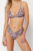 Moda Üçgen Normal Bel Brazilian Üçgen Drapeli High Leg Regular Bikini Takımı - 2