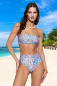 Moda Leopar Atma Kap Straplez Yüksek Bel Hipster Yeşil Straplez Yüksek Bel Hipster Bikini Takımı - 2