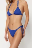 Moda Düz Atma Kap Üçgen Normal Bel Slip Saks Üçgen Zincir Aksesuarlı Regular Bikini Takımı - 1