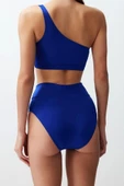 Moda Düz Atma Kap Büstiyer Yüksek Bel Brief Saks Tek Omuz Yüksek Bel Regular Bikini Takımı - 5