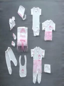 Taçlı Prensesim Nakışlı  10lu Zıbın Takımı Hastane Çıkışı Pembe - 1