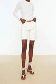 Moda Dik Yaka Örme Slim Düz Desen Casual Günlük Regular Uzun Kol Bluz - 5