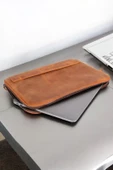 Macbook Air Pro 13 & 13.3 İnç Hakiki Deri Taba Laptop Kılıfı - 3