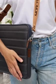 Çizgili Su Geçirmez Macbook Air Pro 15.6 & 16 İnç Gri Laptop Tablet Kılıfı - 4