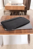 Macbook Air Pro 13 & 13.3 İnç Hakiki Deri Siyah Laptop Kılıfı - 3