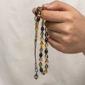 Gümüş Kazaz Püsküllü Sıkma Kehribar Tesbih - 4