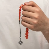 Gümüş Kazaz Püsküllü Sıkma Kehribar Tesbih - 3