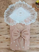 Yenidoğan Papatya Desenli Trilüks Unisex Kundak Bebek Battaniyesi Kahverengi - 1