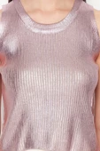 Moda Bisiklet Yaka Triko Regular Düz Desen Casual Günlük Crop Kolsuz Bluz - 5