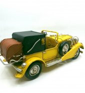 Dekoratif Metal Klasik Sarı Araba - 4