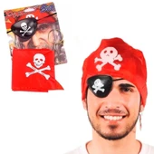 Korsan Bandana Korsan Göz Maskesi Ve Korsan Küpesi 3 Lü Kostüm Seti - 4