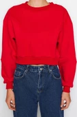 Bisiklet Yaka Düşük Kol Kalın İçi Polarlı Dikiş Detaylı Normal Kalıp Örme Sweatshirt - 6
