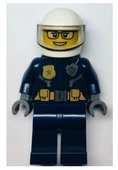 Lego Minifigür Police - City Motorcyclist Female, Leather Jacket with Gold Badge and Utility Belt, White Helmet, cty1363 thumbnail 2