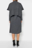 Moda Oversize Casual Günlük Bürümcük Triko Dik Yaka Uzun Kol Shift Midi Boy Elbise thumbnail 6