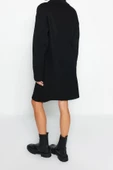 Moda Regular Casual Günlük Bürümcük Triko Dik Yaka Uzun Kol Kazak Elbise Mini Boy Elbise - 5