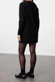 Moda Oversize Casual Günlük Dolu İğne Triko V Yaka Uzun Kol Kazak Elbise Mini Boy Elbise - 5