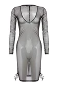 Moda Regular Plaj Günlük Mesh Dokuma Bisiklet Yaka Uzun Kol Shift Mini Boy Elbise - 1