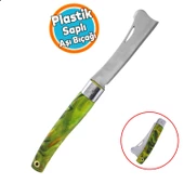 1 Adet Plastik Saplı Bıçak Çakı Soğuk Aşı Macunu Profesyonel Çelik Tepeli Uç Bağ Ağaç Budama Bıçağı - 1