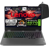 Lenovo Loq 15ARP9 Amd Ryzen 7 7435HS Ddr5 64GB 2tb SSD RTX4070-8GB 300NITS 15.6" 144Hz Fhd Freedos Taşınabilir Bilgisayar 83JC00CUTRF11 + Zetta Çanta thumbnail 1